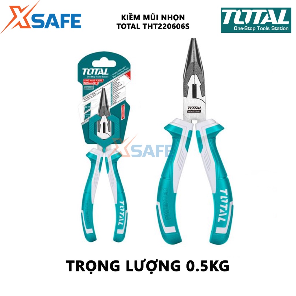 Kìm mũi nhọn cao cấp  TOTAL THT220606S | kềm mũi nhọn mỏ dài Kích thước 6 inch;/160mm,8inch, Chất liệu bằng thép CR-V