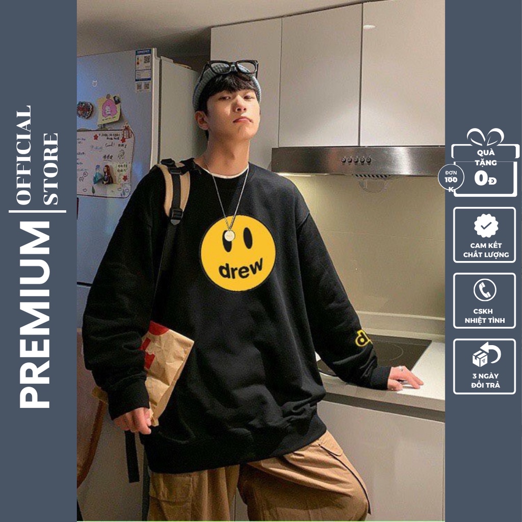 Áo sweater DREW nỉ nam nữ, áo nỉ thu đông dài tay basic sweater form rộng