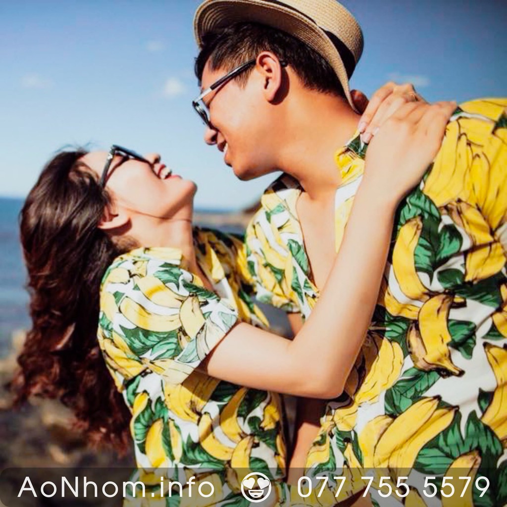 Áo sơ mi trái cây, Sơ mi Hawaii đi biển - Chuối lớn - Đủ size S, M, L, XL, XXL - #AB001