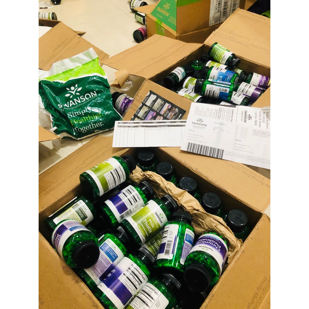 Viên uống tác dụng mạnh giúp ngủ ngon thư giản Swanson GABA 500mg 100 Viên Của Mỹ