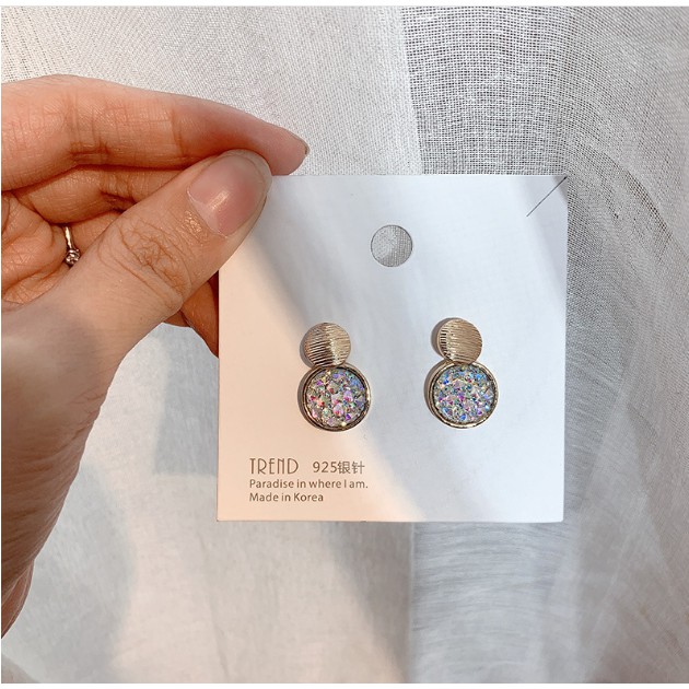 Bông tai Bạc 925 Phong Cách Hàn Quốc - HOA TAI ĐÍNH ĐÁ PHA LÊ LẤP LÁNH ( Cao Cấp )- ẢNH CHỤP THẬT