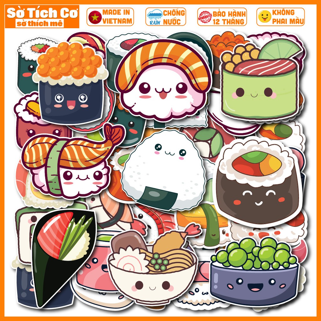 Sushi dán điện thoại, laptop, mũ bảo hiểm, guitar, vali MSP: F02