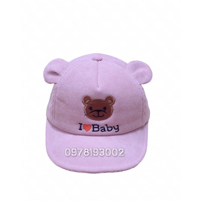 Nón kết tai gấu I LOVE BABY vải mềm cho bé gái (Hồng)