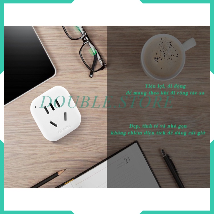 Phích Cắm Chuyển Đổi 3 Chân Dẹt Chuẩn EU Sang 2 Chân Tròn Chuẩn VN Cao Cấp Chính Hãng BULL_GN901G