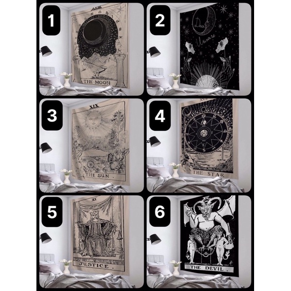 Khăn treo tường thảm trải Tarot Hoạ tiết quân bài Tarot