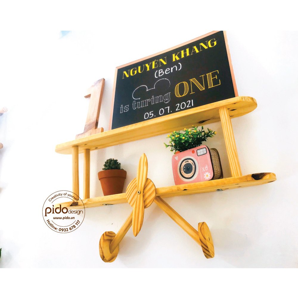 Kệ gỗ treo tường hình máy bay - trang trí phòng cho bé - trưng bày đồ chơi/mô hình/giá sách | BigBuy360 - bigbuy360.vn