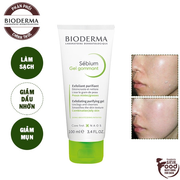 Gel Tẩy Tế Bào Chết Cho Da Dầu Mụn Bioderma Sebium Gel Gommant 100ml