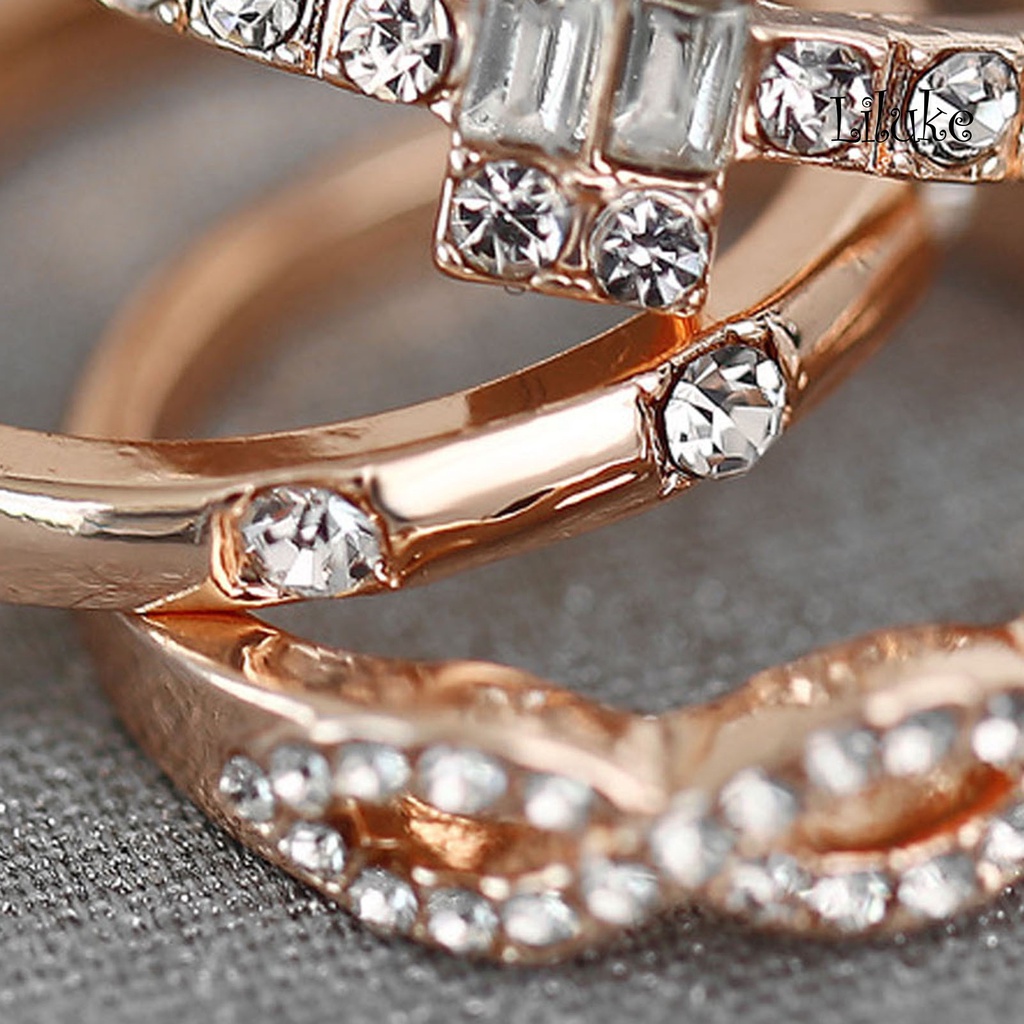 Bộ 3 Nhẫn Đeo Ngón Tay Thiết Kế Tối Giản Cá Tính