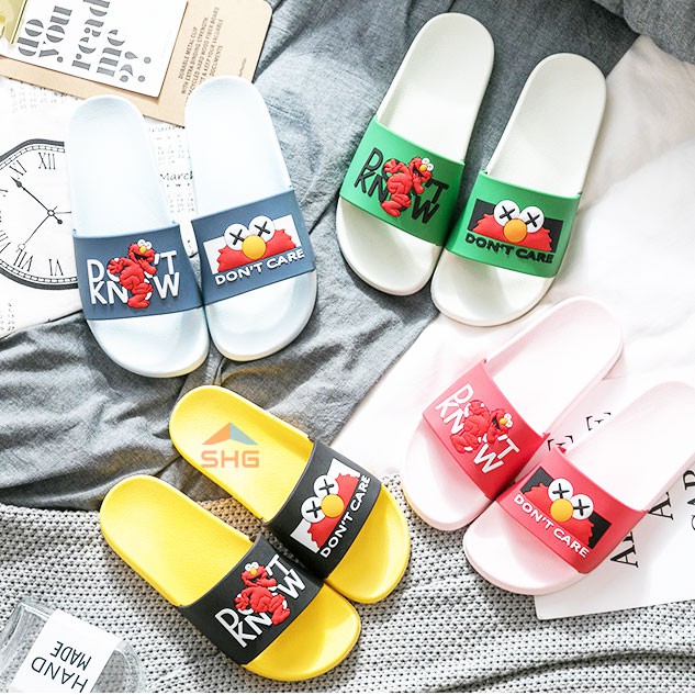 DÉP CAO SU HOÀNG GIA UNISEX CAO CẤP, SESAME STREET DON'T CARE, ĐỦ SIZE CHO NAM VÀ NỮ