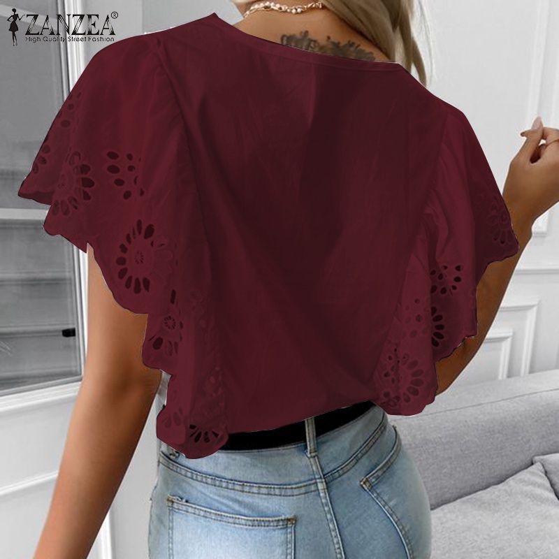 Áo kiểu ZANZEA cổ chữ V thời trang quyến rũ dành cho nữ