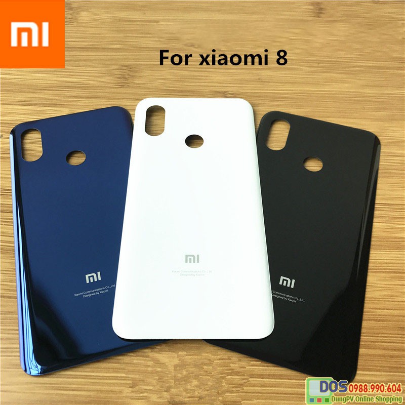 Nắp lưng Xiaomi Mi 8 chất liệu kính zin nhiều màu