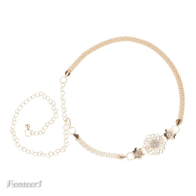 Dây nịt kim loại hình hoa đính đá có thể điều chỉnh kích cỡ