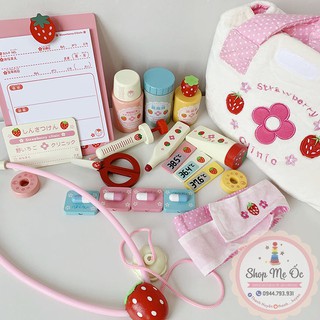 (Mother Garden chính hãng)Bộ bác sĩ dâu tây túi_Hàng xuất Nhật