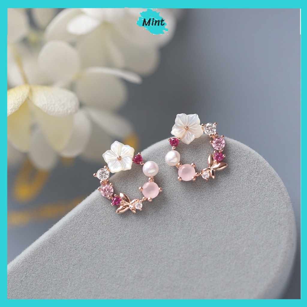 Bông Tai Nữ ❤️KHÔNG GÂY DỊ ỨNG❤️ Khuyên Tai Tròn Chuôi Bạc S925 Kiểu Mới Thanh Lịch Phong Cách Hàn Quốc