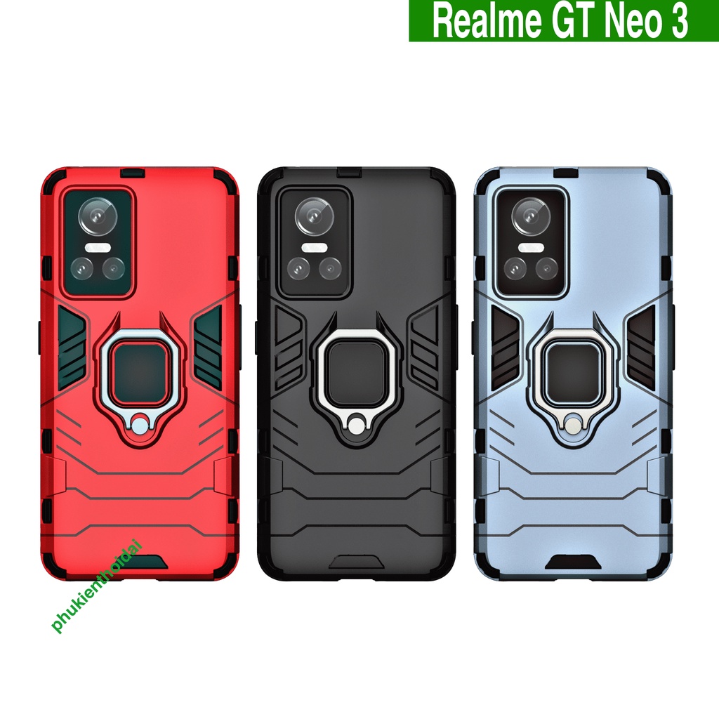 Ốp lưng Realme GT Neo 3 Iron Man Iring chống sốc giá đỡ mặt lưng xem phim siêu bền