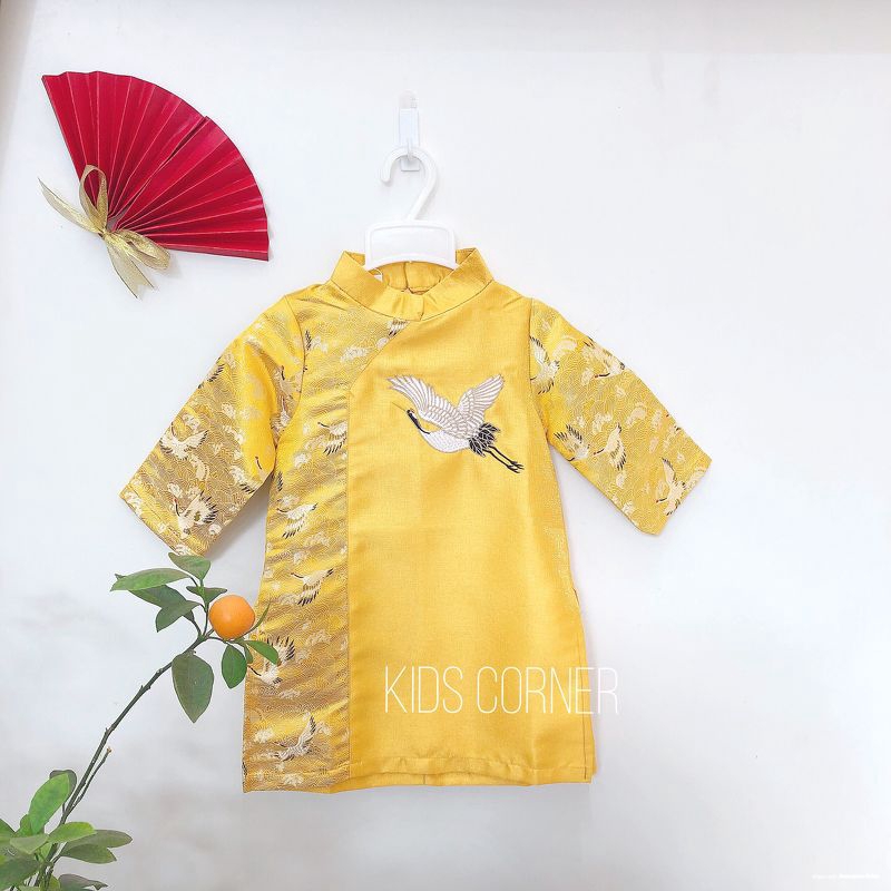 Áo Dài Kim Tuyến Mai Hạc BT-Vàng