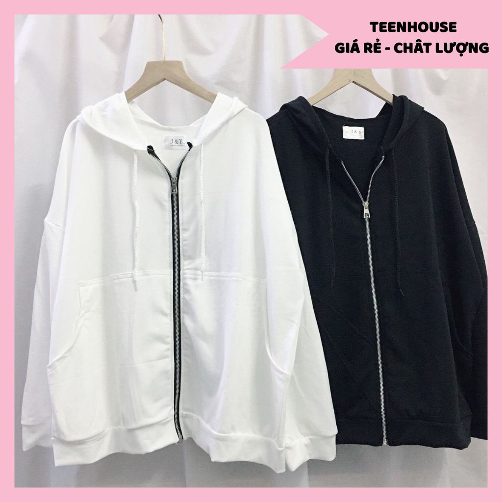 Áo khoác Hoodie nỉ mũ Unisex form rộng basic hai màu cặp đôi nam nữ Oversize phong cách Hàn Quốc thể thao thời trang