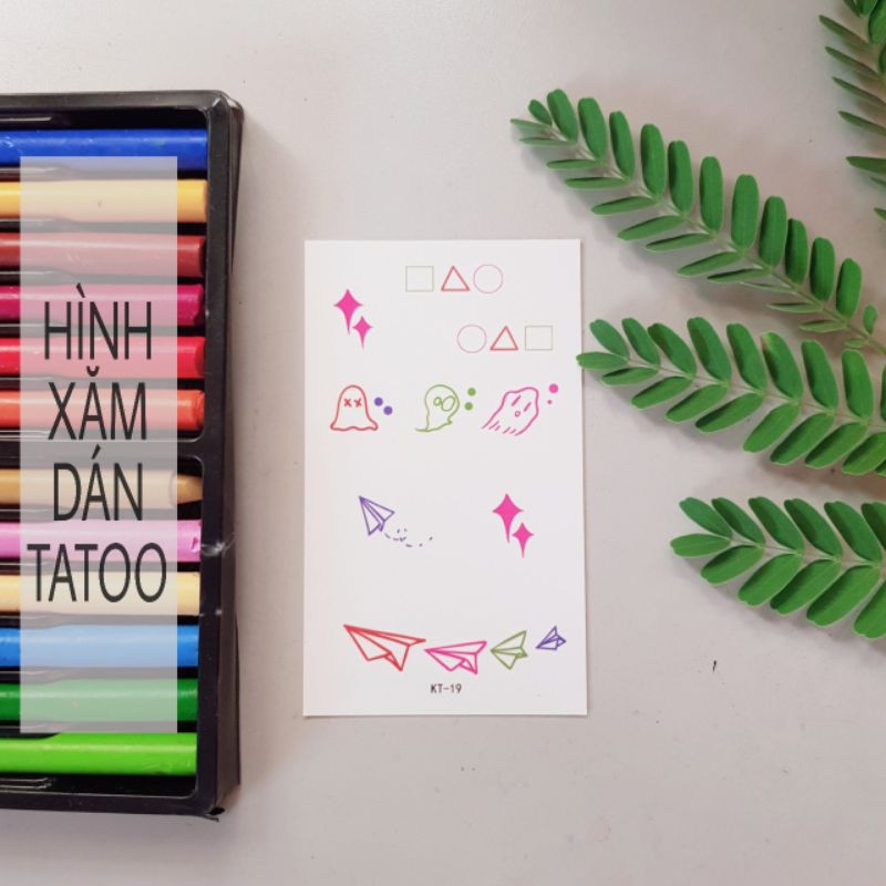 Hình xăm nhí tròn vuông tam giác, con diều tuổi thơ kt19. Xăm dán tatoo mini tạm thời, size <10x6cm