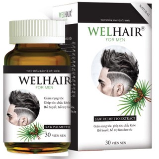 Viên uống giảm rụng tóc, làm đen tóc cho nam welhair for men hộp 30 viên