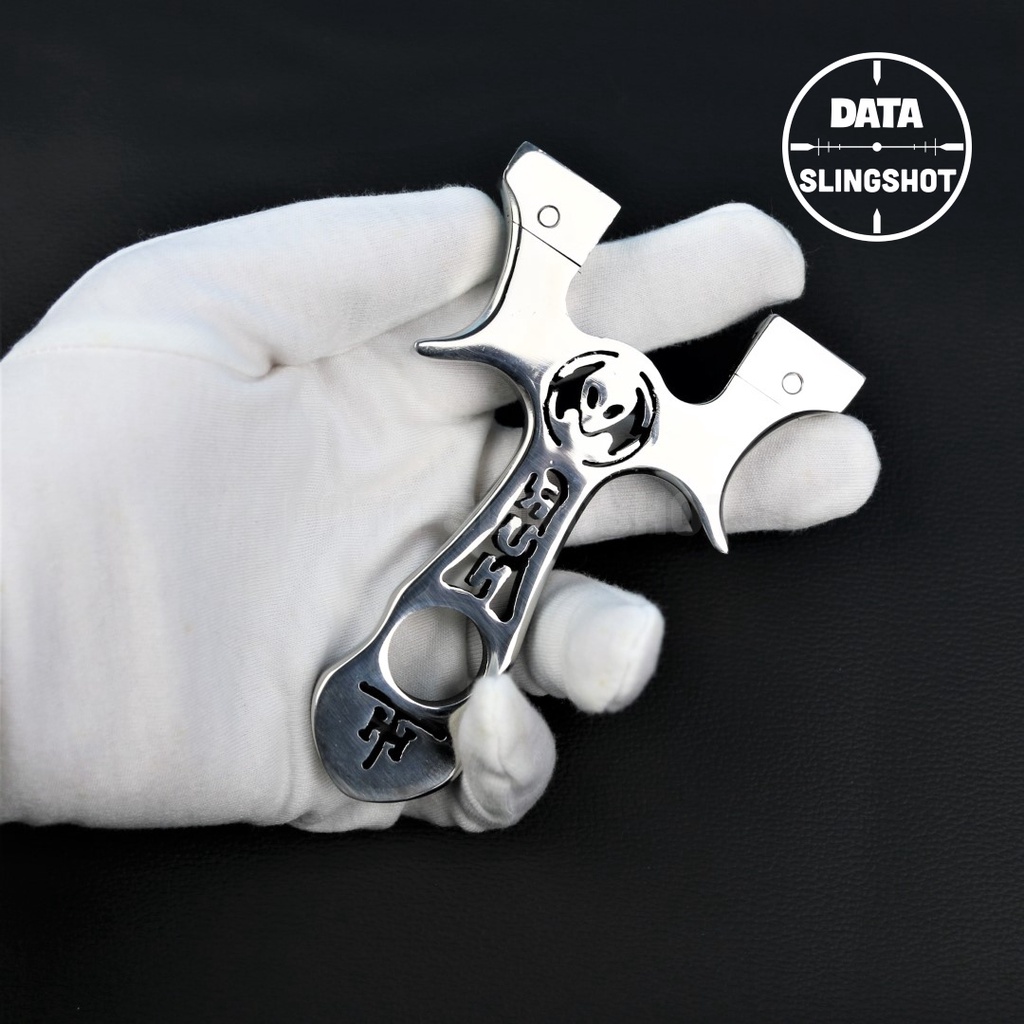 Ná Cao Su Inox CNC Đầu Lâu TH Chạc 8 Mài Bo Cạnh Hoàn Thiện gắn sẵn 2 ốc Titan - Chạc kẹp - DATA SlingShot