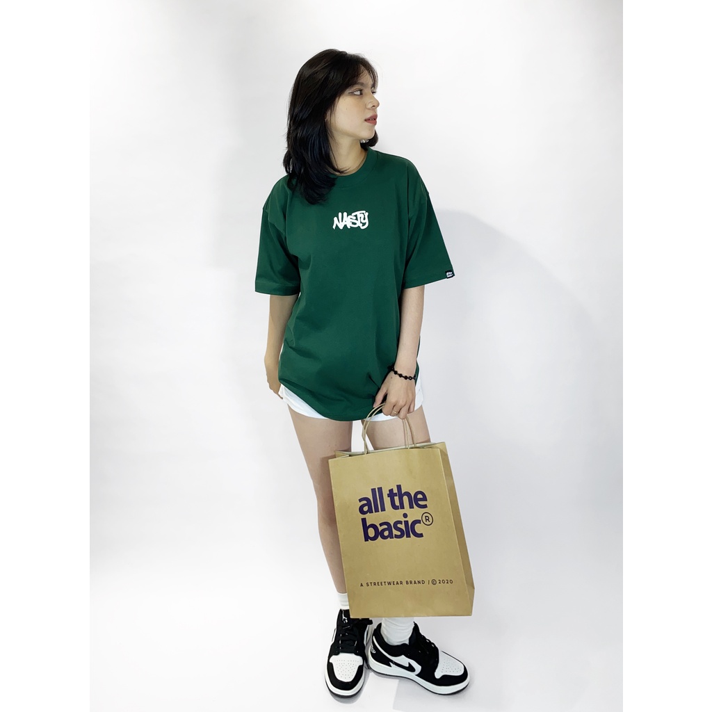 Áo Thun All The Basic - In Nổi - Nasty collection - Xanh Lá - vải 250g