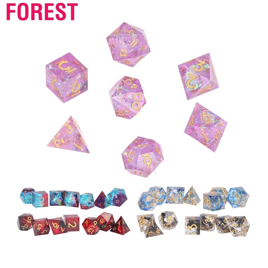 Forest Polyhedral Dice Set  7Pcs Lightweight Collectible RPG with Storage Box for Family Friends