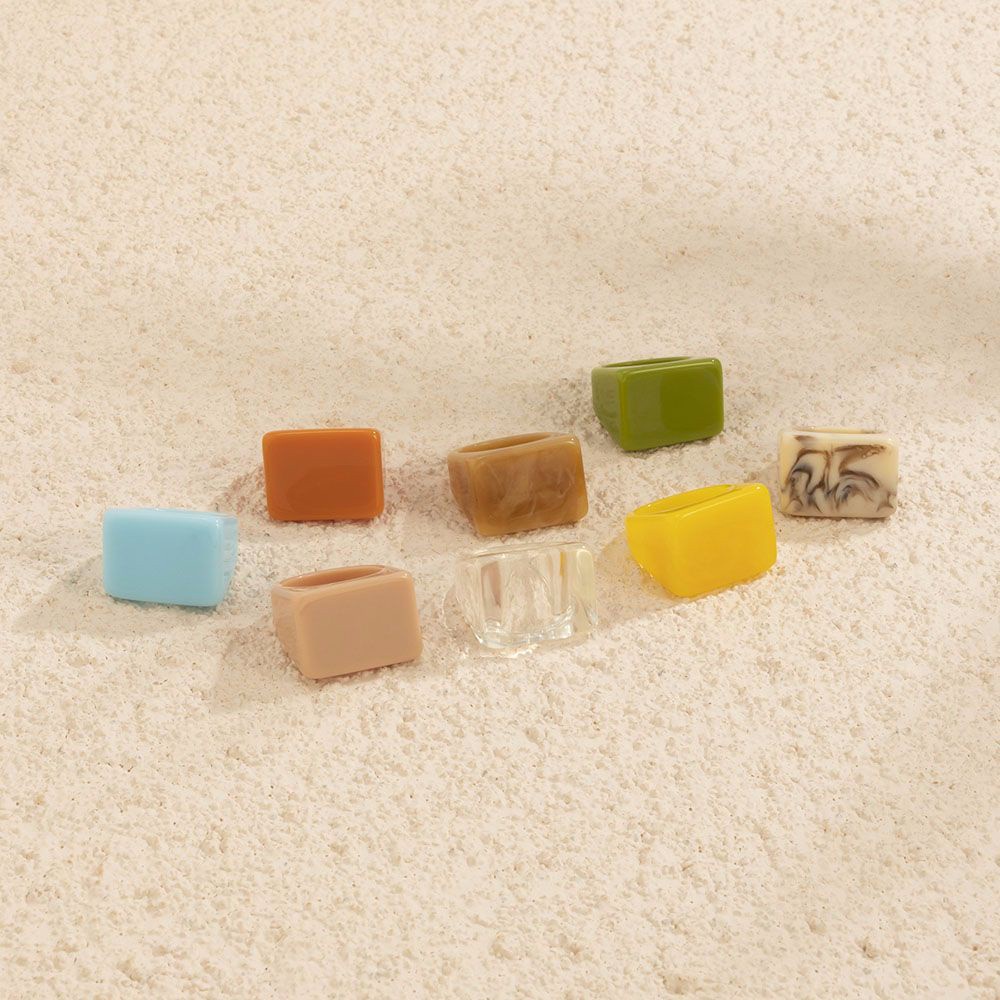 Nhẫn nhựa resin trong suốt màu kẹo kiểu punk thời trang Hàn Quốc cho nam nữ