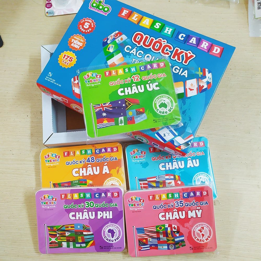 Bộ 175 Thẻ Flash Cards Quốc Kỳ/ Cờ Các Quốc Gia Trên Thế Giới