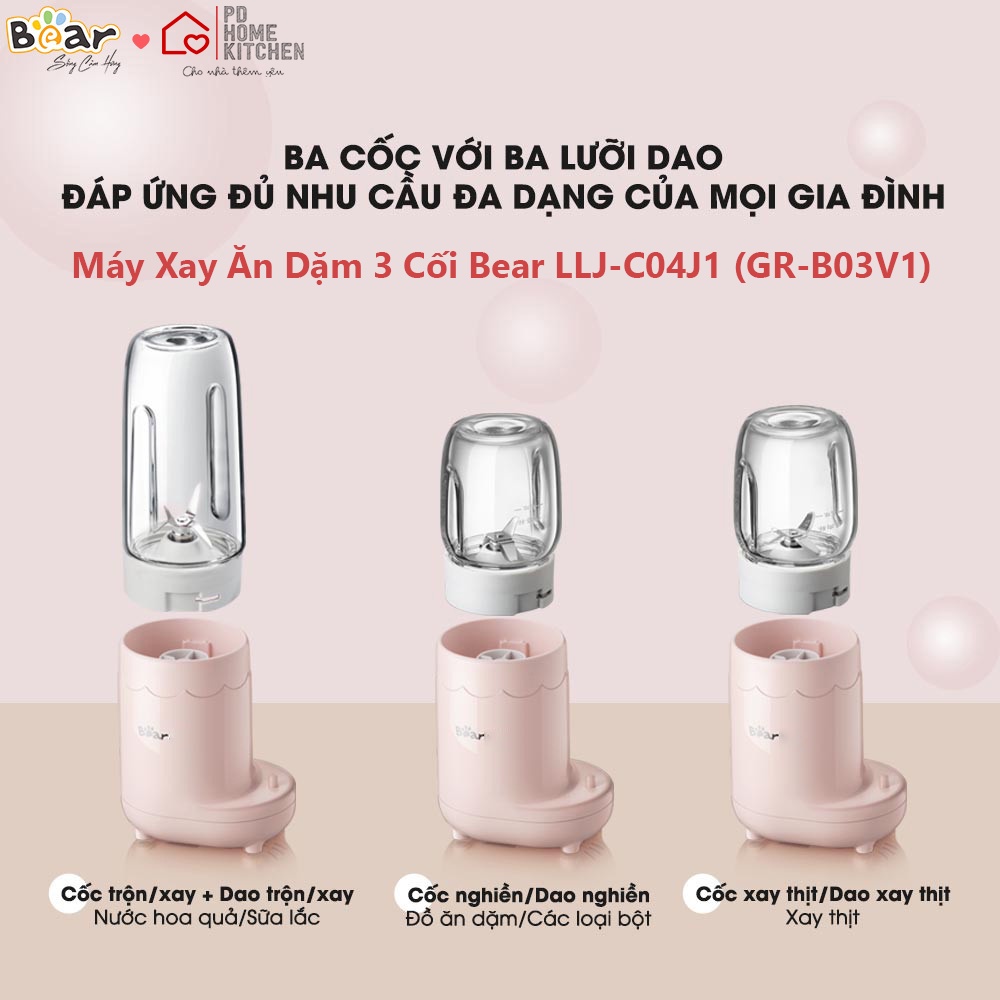 [BH CHÍNH HÃNG 12T] Máy Cốc Xay Mini Ăn Dặm Cho Mẹ &amp; Bé BEAR, xay-trộn-nghiền nhiều món ngon, an toàn &amp; tốt cho bé yêu