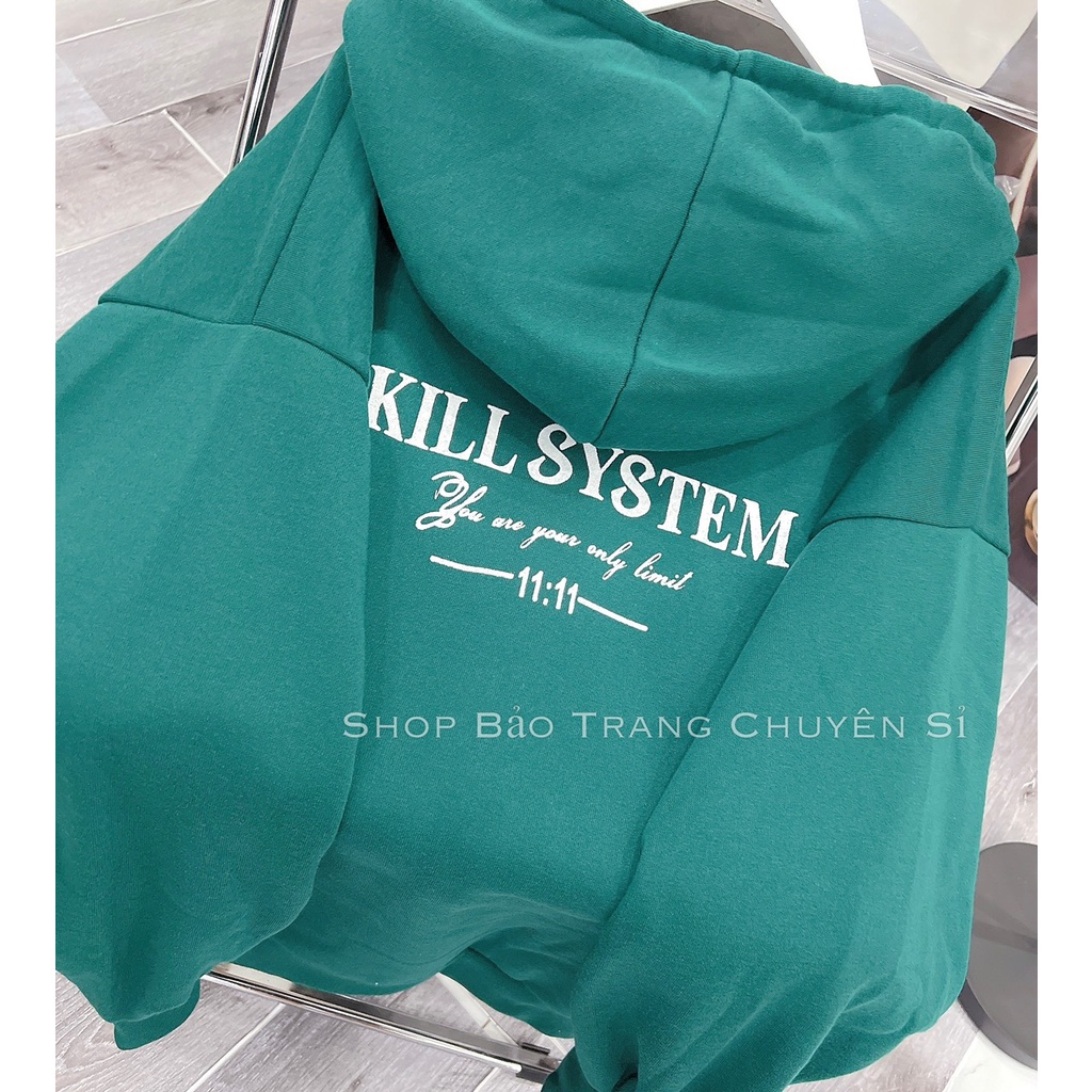 Áo Khoác Nỉ Xanh Rêu SKILL Hottrend 2022 Kiểu Dáng Nam Nữ Mũ 2 Lớp
