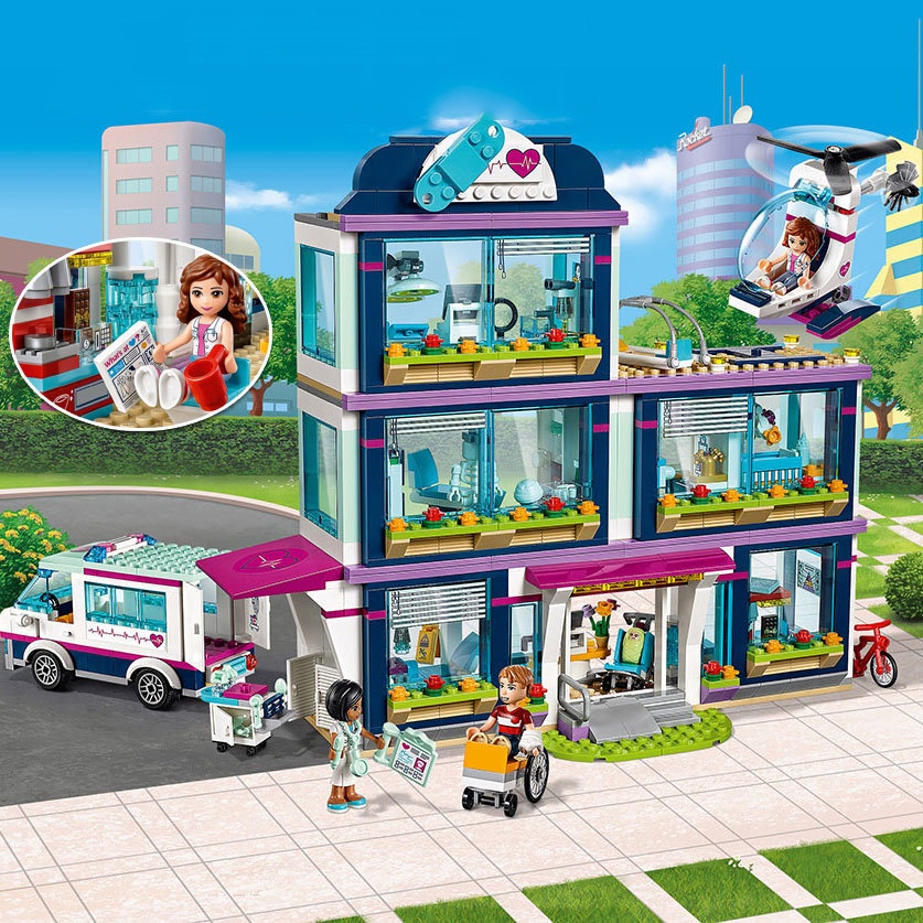 Đồ Chơi Lắp Ráp Kiểu Lego Friends Bệnh Viện 3 Tầng Heart Lake City Hospital Model 90002 Với 932 Mảnh Ghép,Đồ Chơi Bé Gái