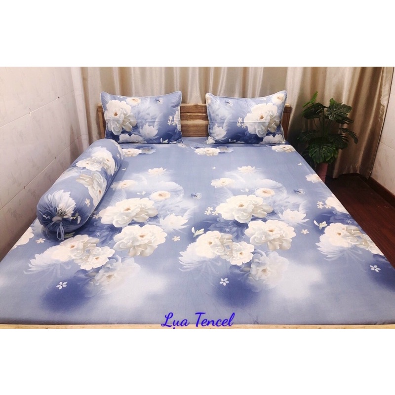 BỘ DRAP VẢI TENCEL SIÊU MỀM MÁT Size 1m8x2m (inbox chọn mẫu)