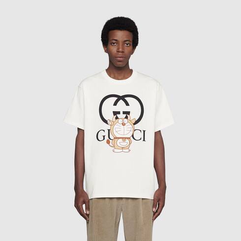 Áo Phông Unisex Cotton GUCCI x Doraemon 2021 (Đen/Trắng/Đỏ)