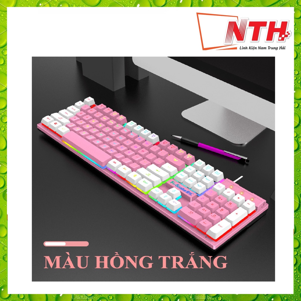 Bàn phím giả cơ K-SNAKE K4 NÚT VUÔNG dành cho game thủ với bản phối màu mới và đèn led xuyên phím- NTH
