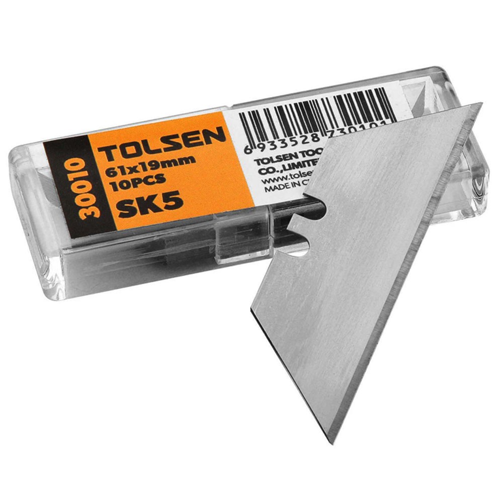 Lưỡi dao liền, lưỡi rọc giấy 61x19mm tolsen 30010 dùng cho dao tolsen 30007/ 30008/ 30019 10pcs blade set