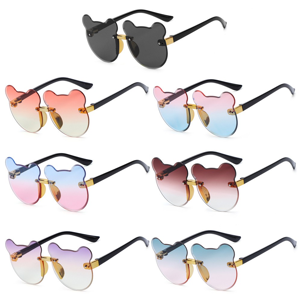 Kính Chống Nắng UV400 Không Vành Hình Gấu Hoạt Hình Dễ Thương Cho Bé Trai Và Bé Gái