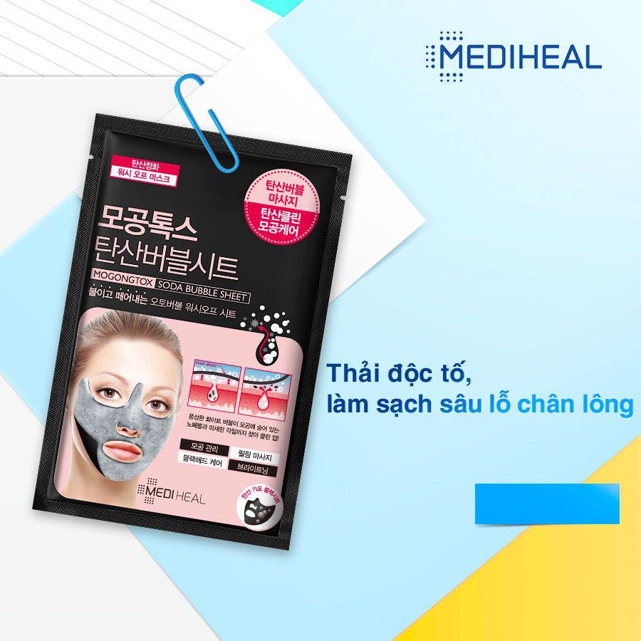 Mặt nạ sủi bọt thải độc làm sạch da và se khít lỗ chân lông Mediheal Mogongtox Soda Bubble Sheet 18ml