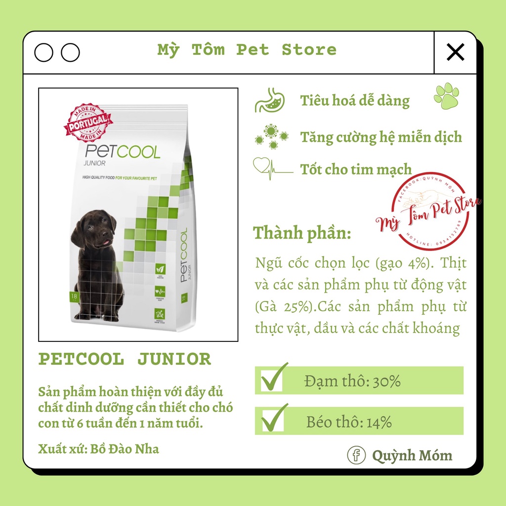 Thức ăn hạt nhập khẩu PETCOOL cho chó size to, trung, mini (3KG)