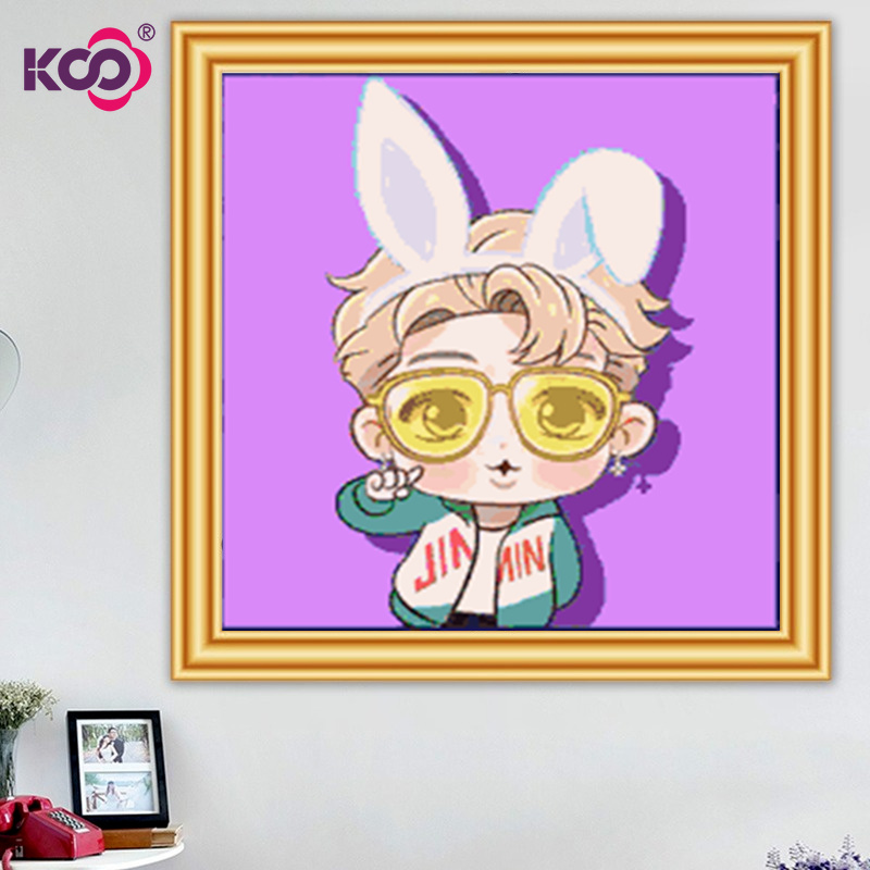 Bộ tranh đính đá 5d họa tiết hoạt hình bts độc đáo kích thước 30x30cm diy dùng trang trí nhà cửa