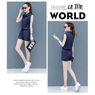 [TRỢ GIÁ] Set Bộ Denim Quần Short Áo Sát Nách