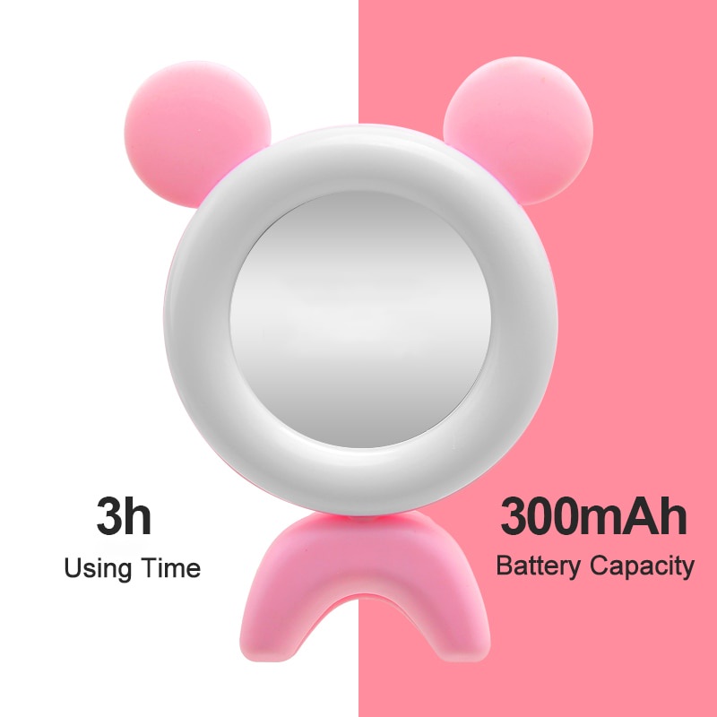 Vòng Đèn Led Rgb Mini Sạc Usb Có Gương Trang Điểm Cho Điện Thoại Di Động