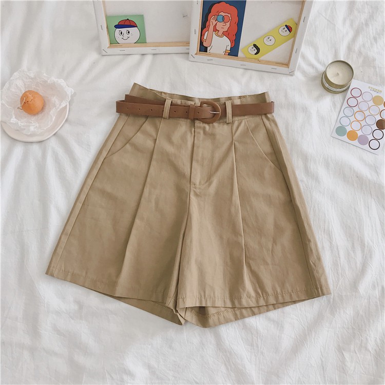 NUZIRO Quần short  lưng cao ống rộng xinh xắn cho nữ