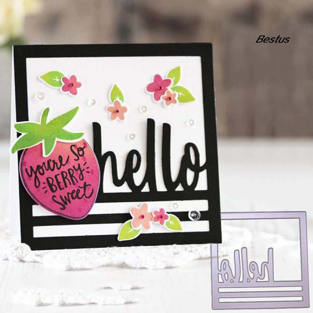 Khuôn Cắt Giấy Làm Từ Kim Loại Hình Chữ Hello Cách Điệu Trang Trí Scrapbook