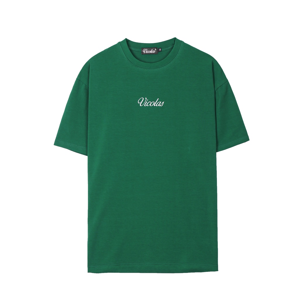 Áo thun unisex cổ tròn vải cotton co giãn thoáng mát basic thêu logo Vicolas - V VICOLAS BASIC TEE