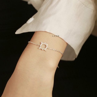 Lắc tay đường tròn đá xếp 4 hạt thóc BẠC S925 LANN B098