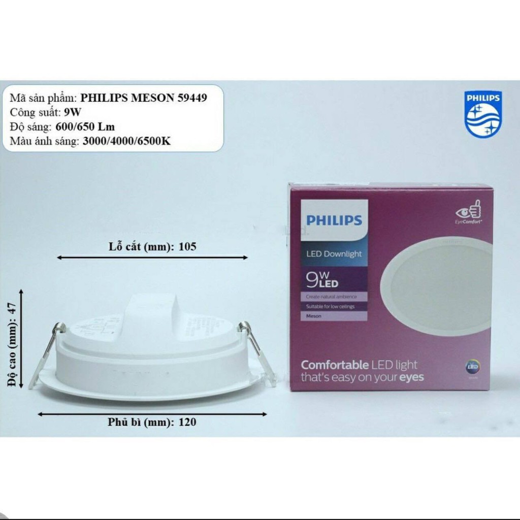 Đèn led Philips 7W, 9W lắp âm trần chính hãng philips | BigBuy360 - bigbuy360.vn