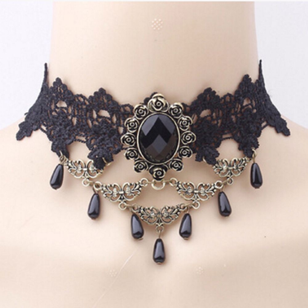 Vòng cổ choker phối ren thời trang Hàn Quốc
