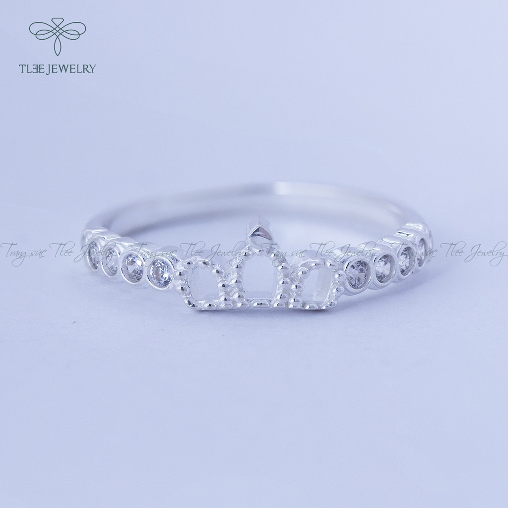 Nhẫn bạc nữ TLEE vương miện ba chóp xinh xắn NCJ A0134
