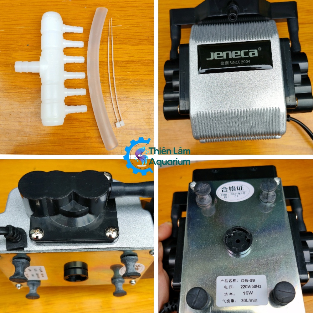 Máy bơm oxy 18w Jeneca DB-68 công nghệ Thái Lan Vỏ Nhôm hoạt động êm ái bền bỉ giá rẻ