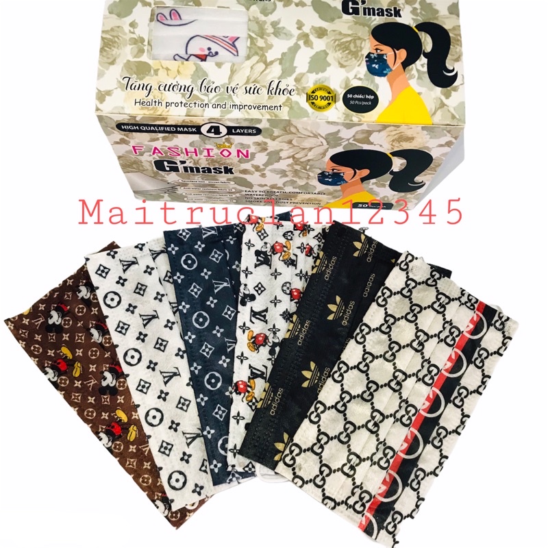 (PHIÊN BẢN GIỚI HẠN 3)Khẩu Trang Cao cấp Garcotex Fashion hoạ tiết thời trang phong phú 4 lớp 50 cái